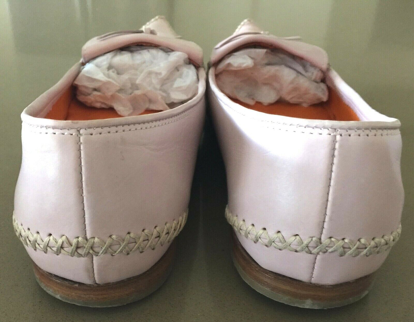 MISS D Shoes Moccasins Powder Pink Leather Pointy Toe Slip On Ladies Size 39