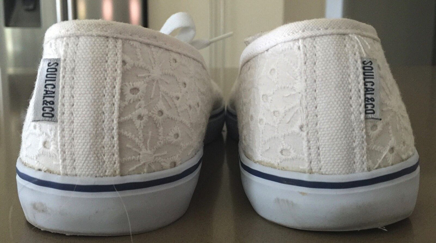 SOULCAL&CO Sneakers White Lace Canvas "Shore" Lace Up Shoes Size 6 39.5 NEW