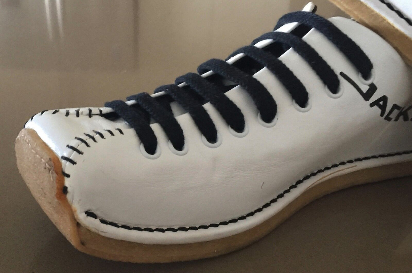 JACKAL MILANO Athletic Shoes White Black  Rubber Sole Sports Size 38 LaceUp NEW