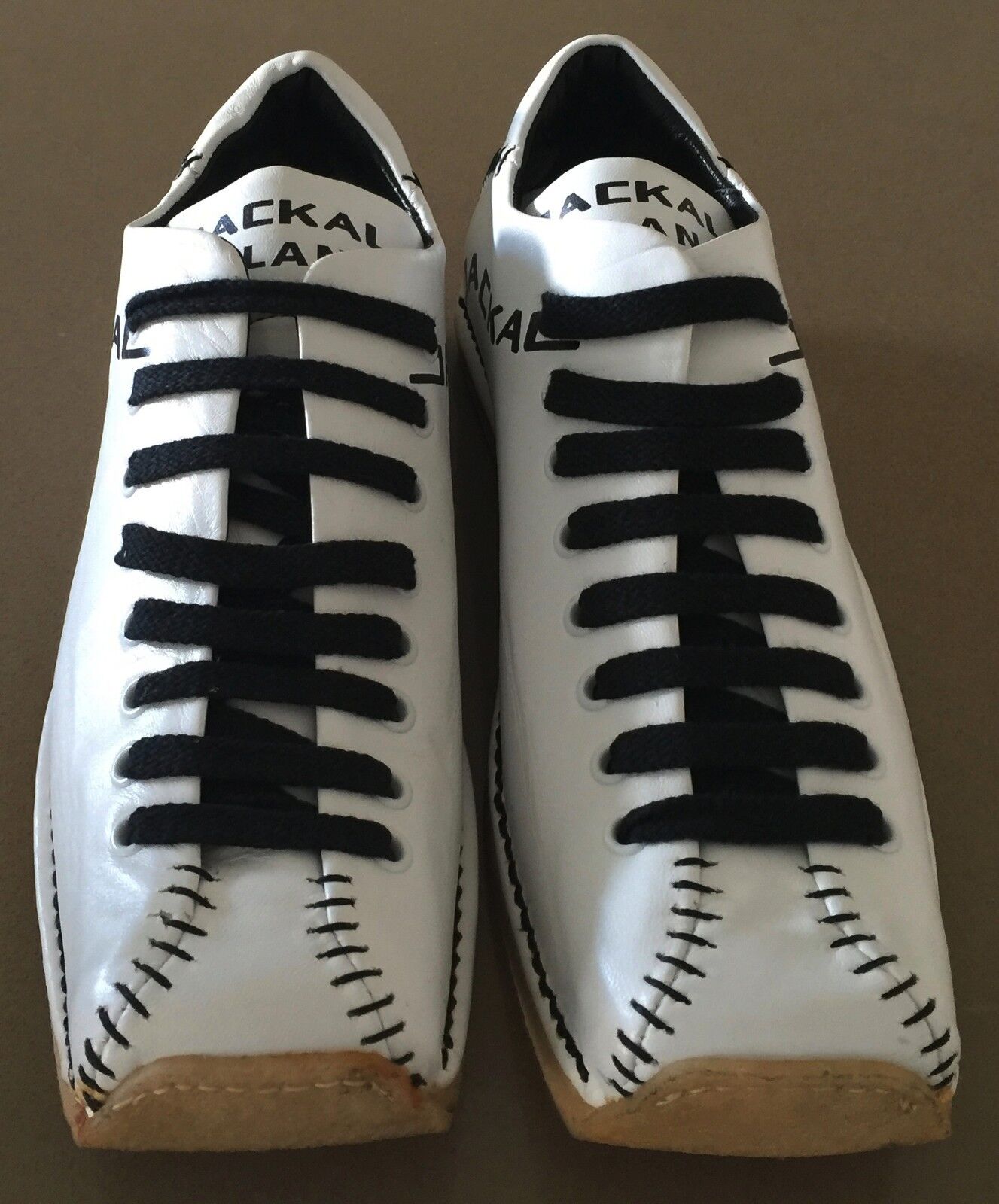 JACKAL MILANO Athletic Shoes White Black  Rubber Sole Sports Size 38 LaceUp NEW