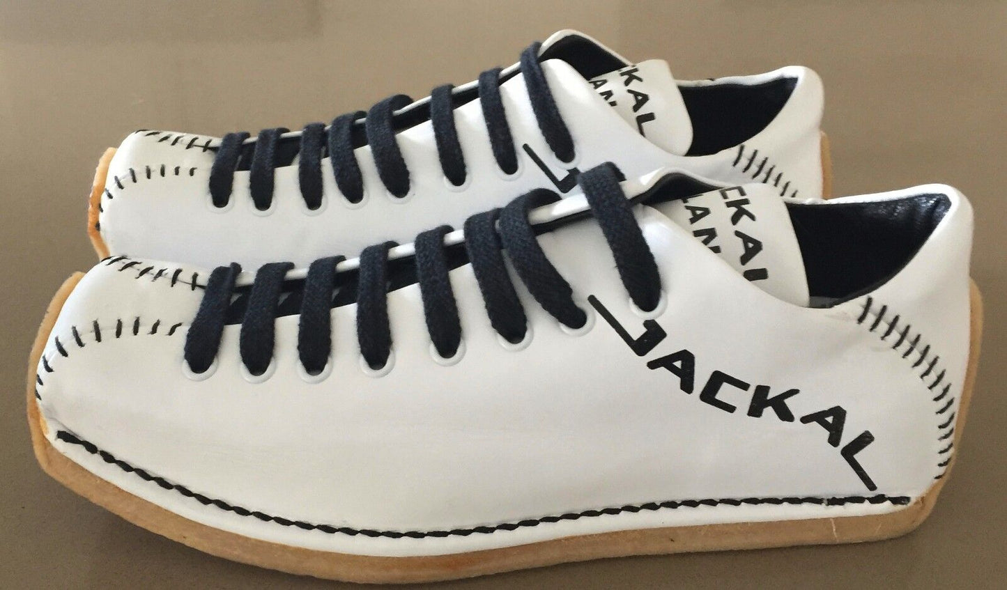 JACKAL MILANO Athletic Shoes White Black  Rubber Sole Sports Size 38 LaceUp NEW