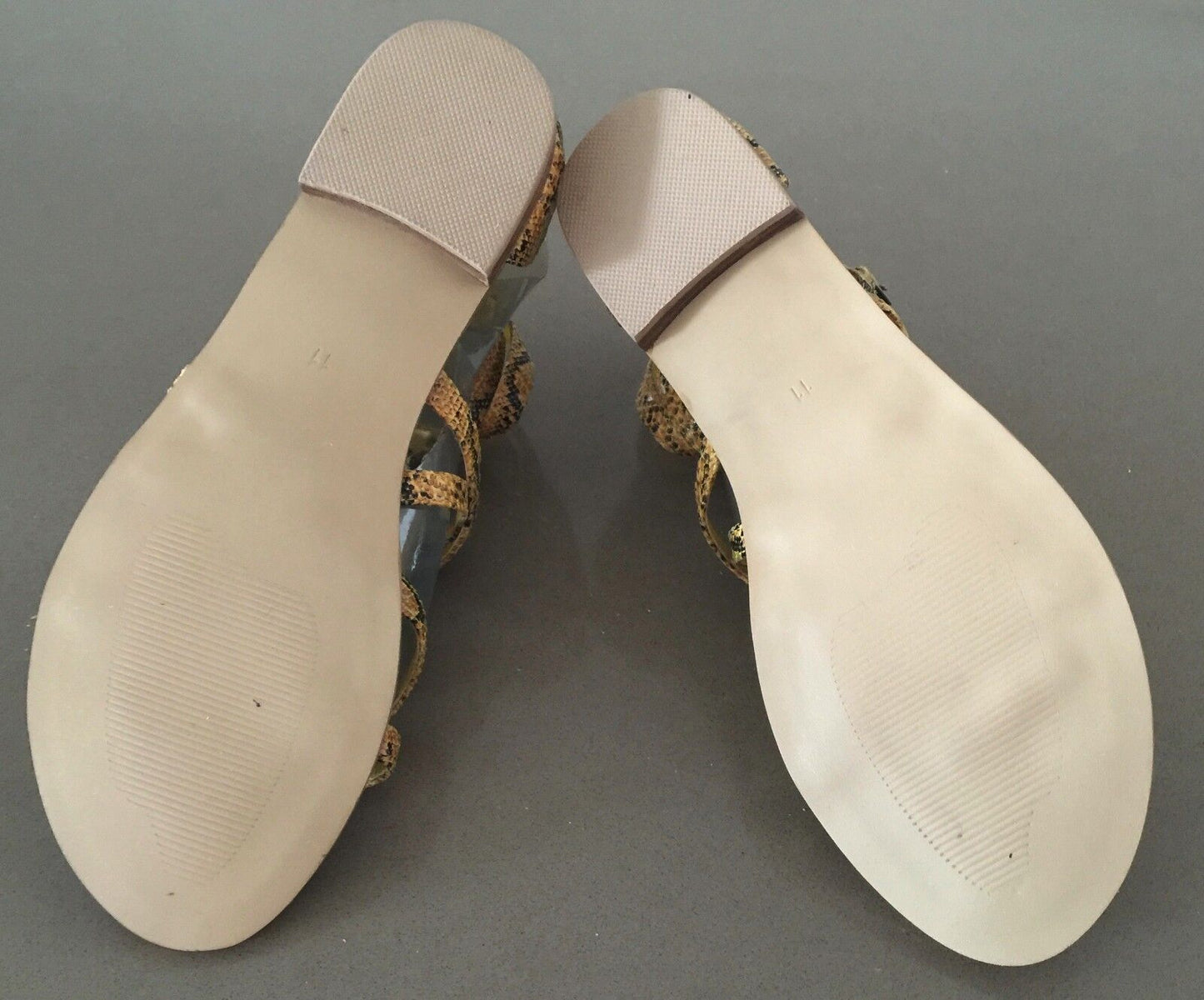 PREVATA Gladiator Sandals Embellished Yellow Black Snake Print Shoes Sz 11 NEW