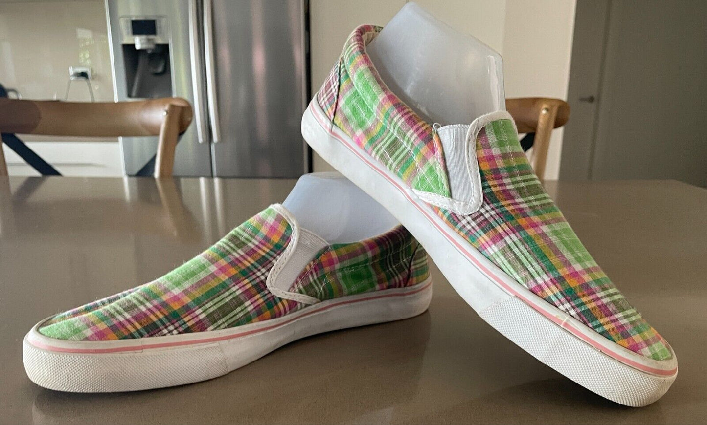 DOGHOUSE Multicolour Check Canvas Slip On Shoes Size 42 Rubber Sole Casual
