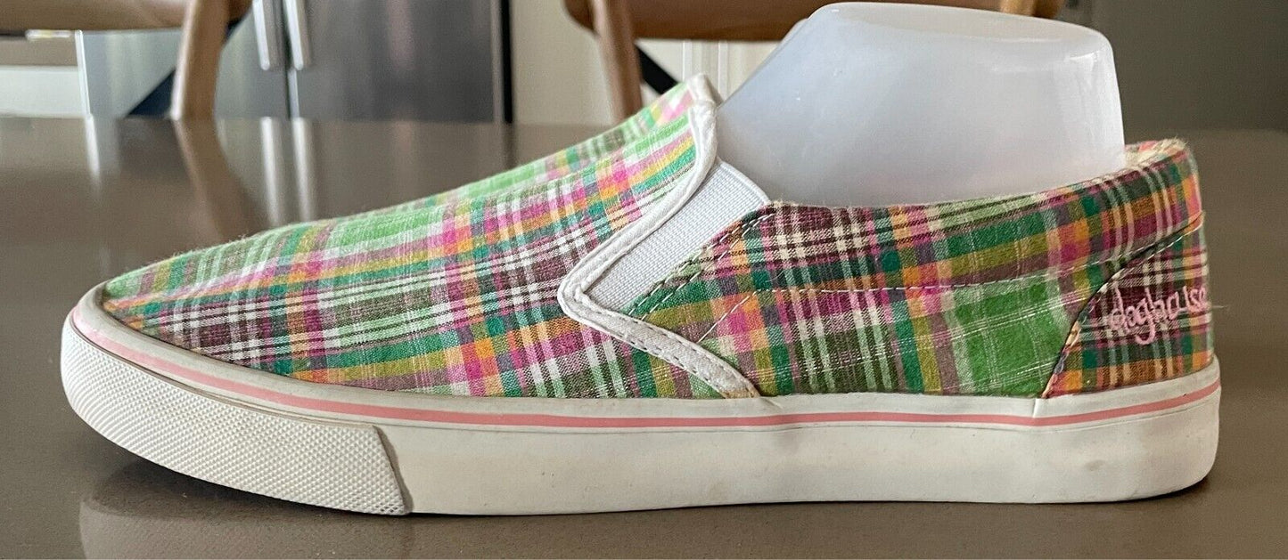 DOGHOUSE Multicolour Check Canvas Slip On Shoes Size 42 Rubber Sole Casual