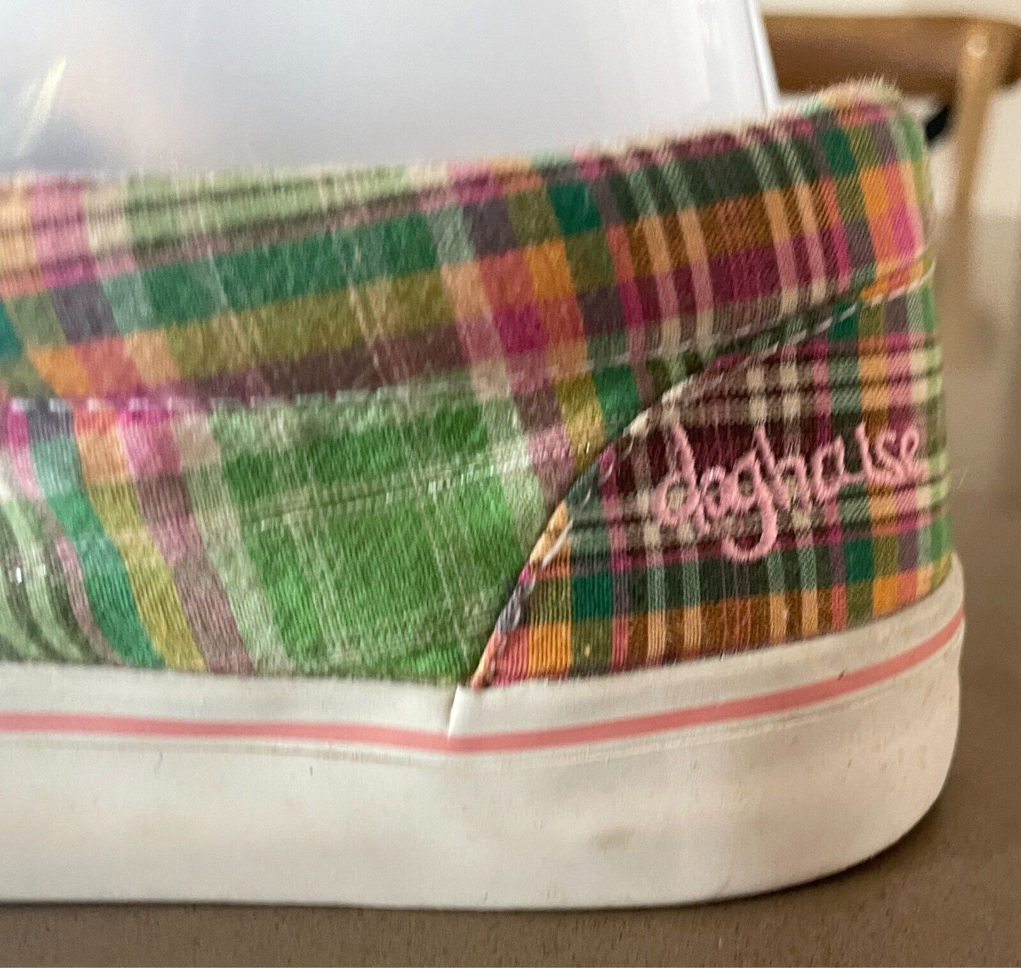 DOGHOUSE Multicolour Check Canvas Slip On Shoes Size 42 Rubber Sole Casual