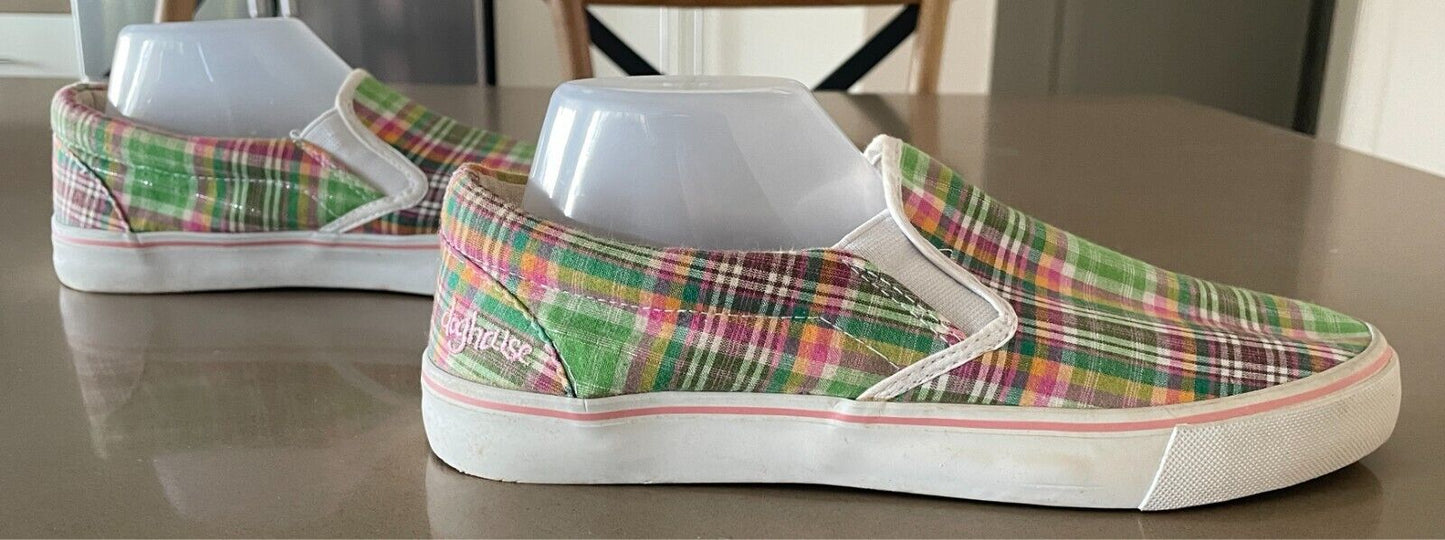 DOGHOUSE Multicolour Check Canvas Slip On Shoes Size 42 Rubber Sole Casual