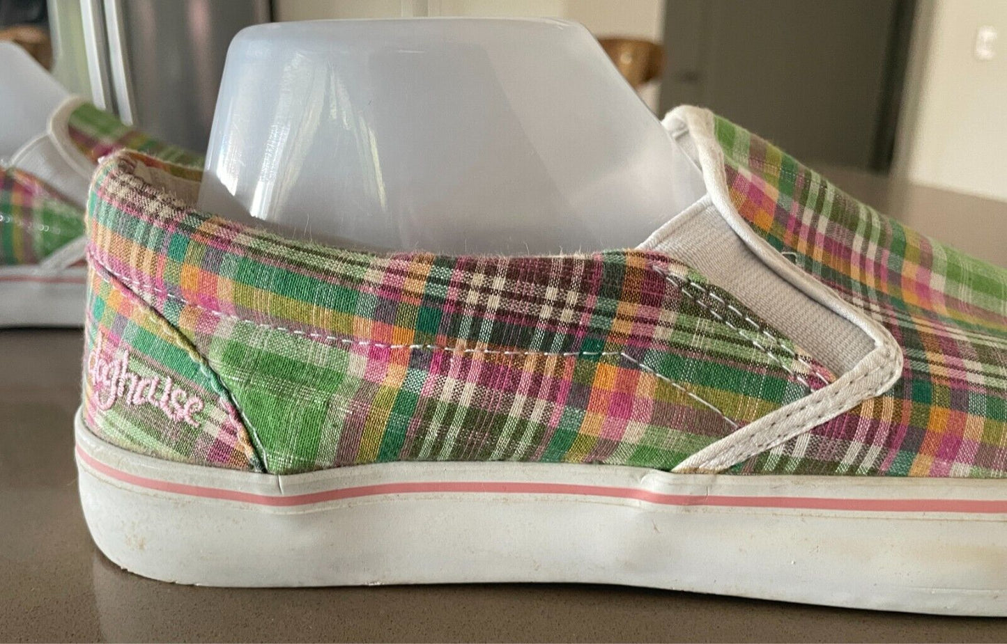 DOGHOUSE Multicolour Check Canvas Slip On Shoes Size 42 Rubber Sole Casual