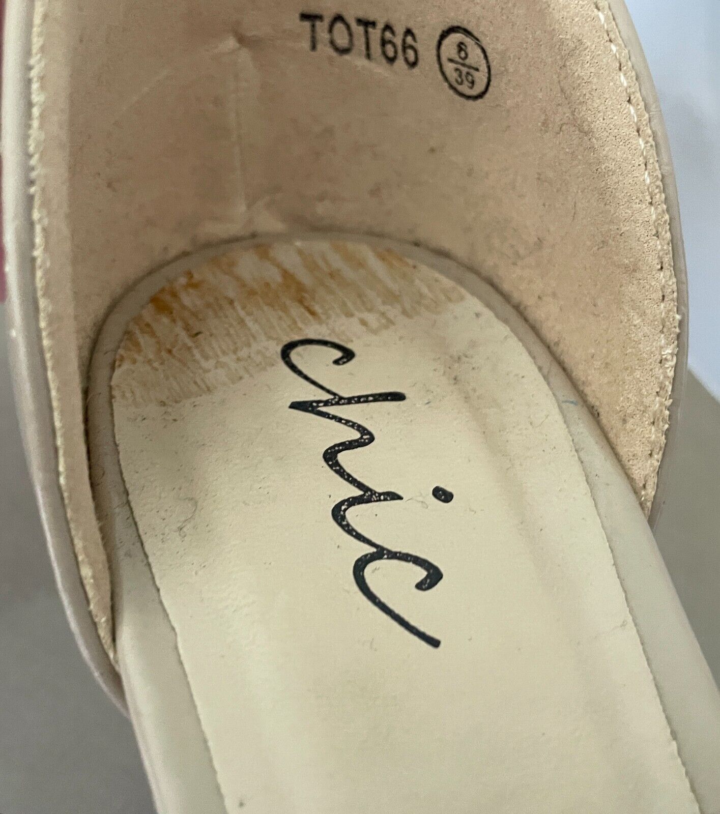 CHIC Nude Patent PU Ankle Strap Stiletto Heels Shoes Size AU 8 UK 6 EUR 39 NEW