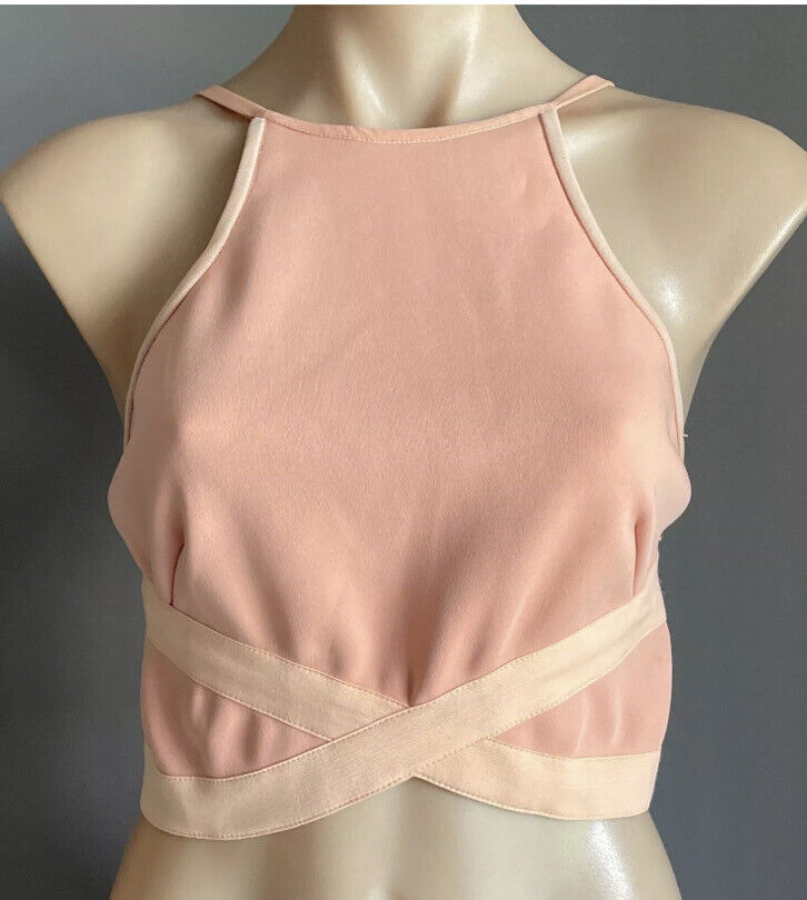 BEC + BRIDGE "Pandora's" Apricot Stretch Bandage CROP TOP ONLY Size 12 NEW