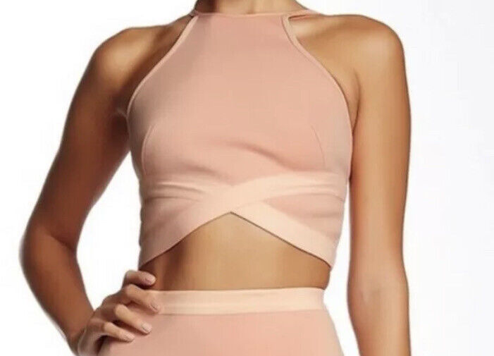 BEC + BRIDGE "Pandora's" Apricot Stretch Bandage CROP TOP ONLY Size 12 NEW