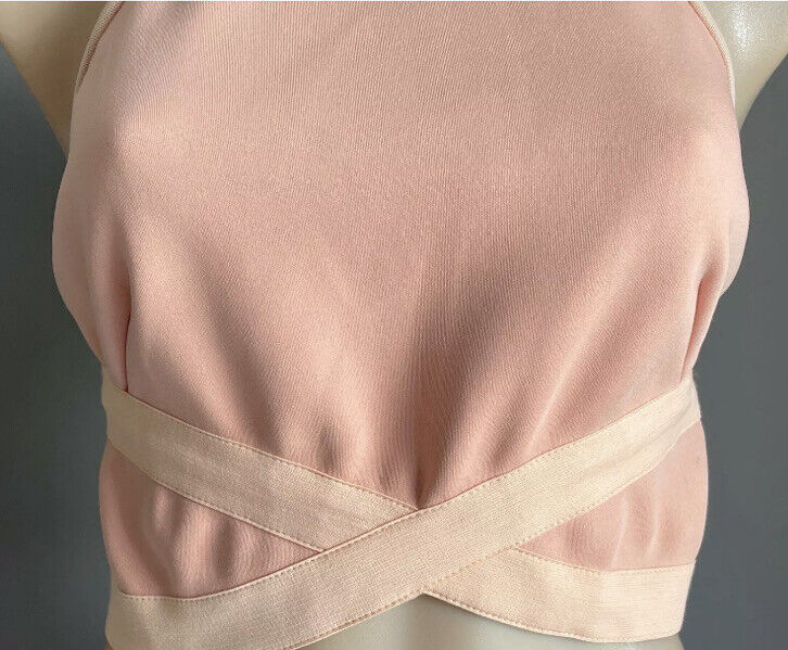 BEC + BRIDGE "Pandora's" Apricot Stretch Bandage CROP TOP ONLY Size 12 NEW