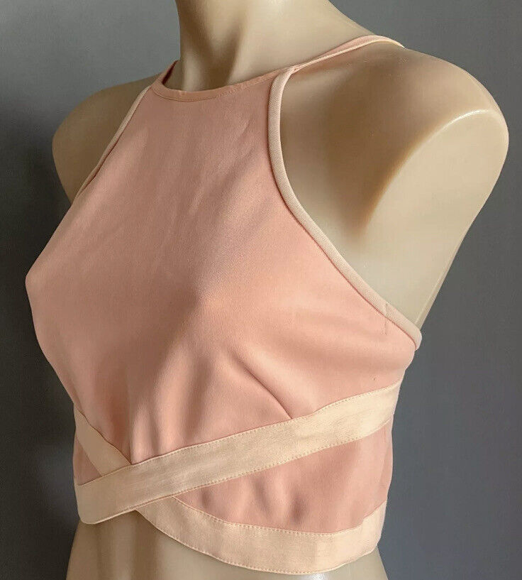 BEC + BRIDGE "Pandora's" Apricot Stretch Bandage CROP TOP ONLY Size 12 NEW