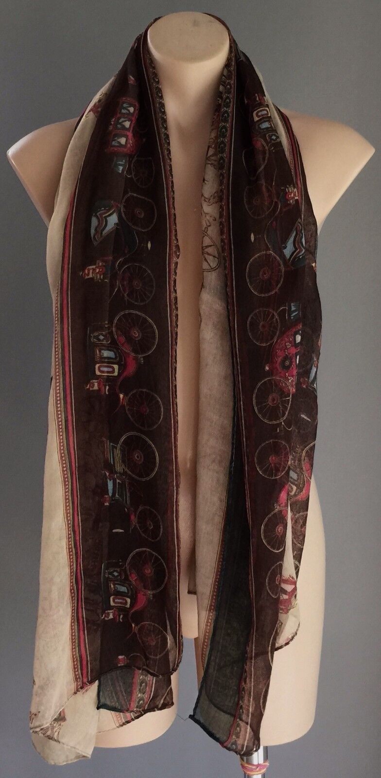 NECK WRAP SCARF Colourful "Horse & Carriage" Print Wrap Shawl Rectangle