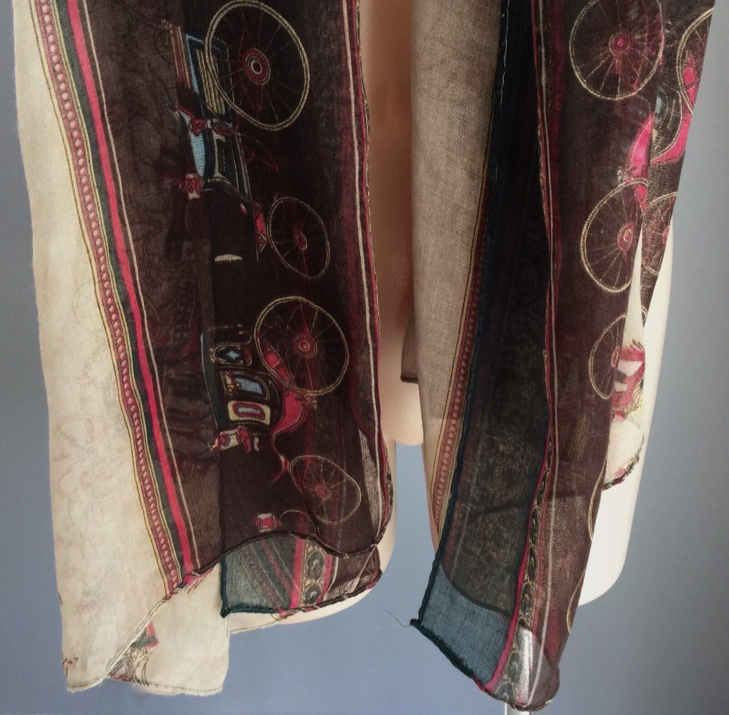 NECK WRAP SCARF Colourful "Horse & Carriage" Print Wrap Shawl Rectangle