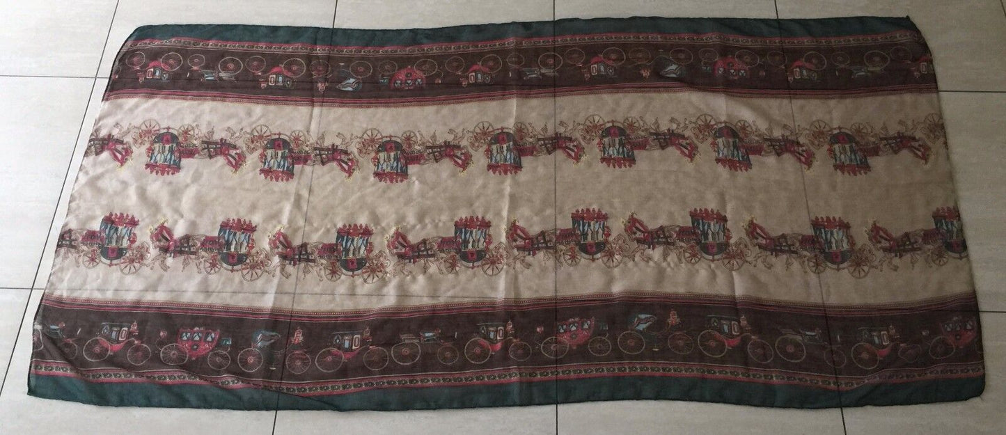 NECK WRAP SCARF Colourful "Horse & Carriage" Print Wrap Shawl Rectangle