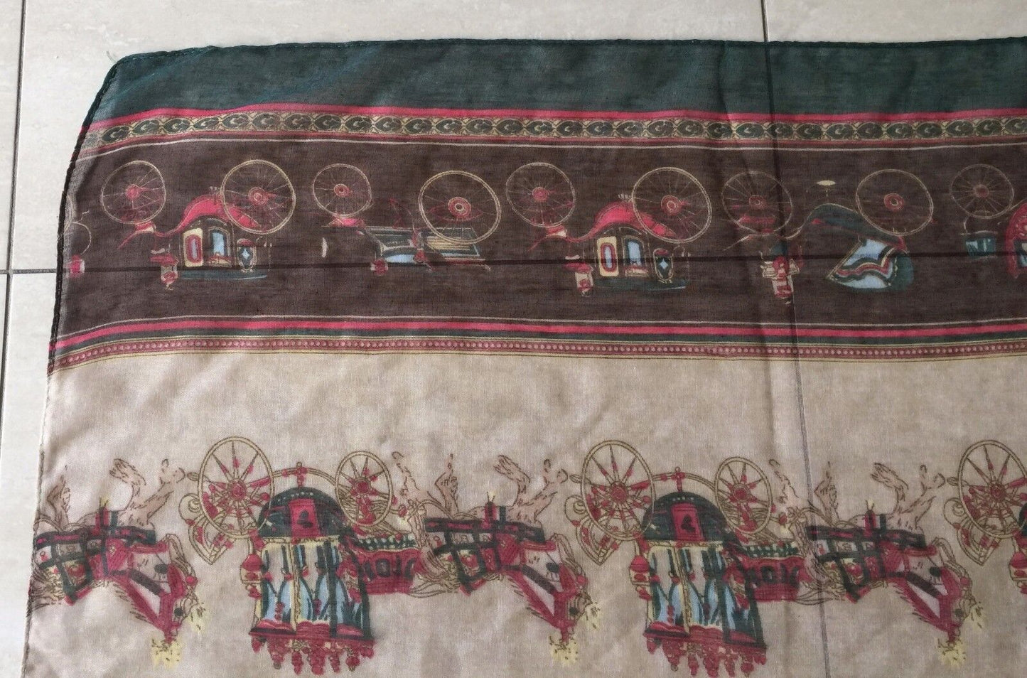 NECK WRAP SCARF Colourful "Horse & Carriage" Print Wrap Shawl Rectangle