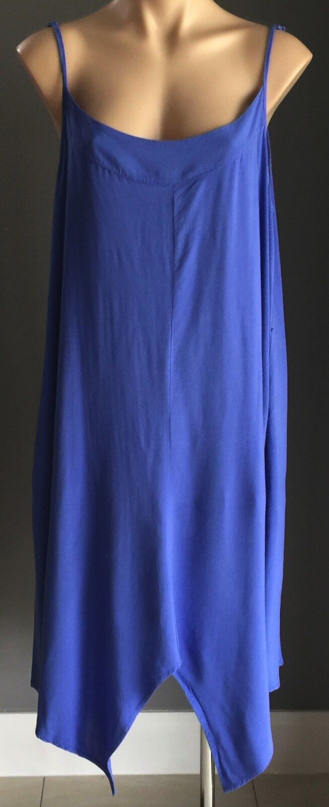 CROSSROADS Dress Cornflower Blue Sleeveless Handkerchief Size 16 Gorgeous