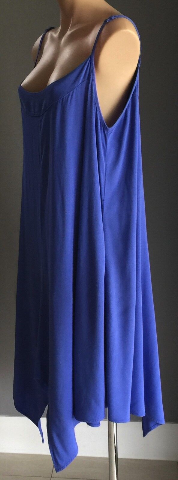 CROSSROADS Dress Cornflower Blue Sleeveless Handkerchief Size 16 Gorgeous
