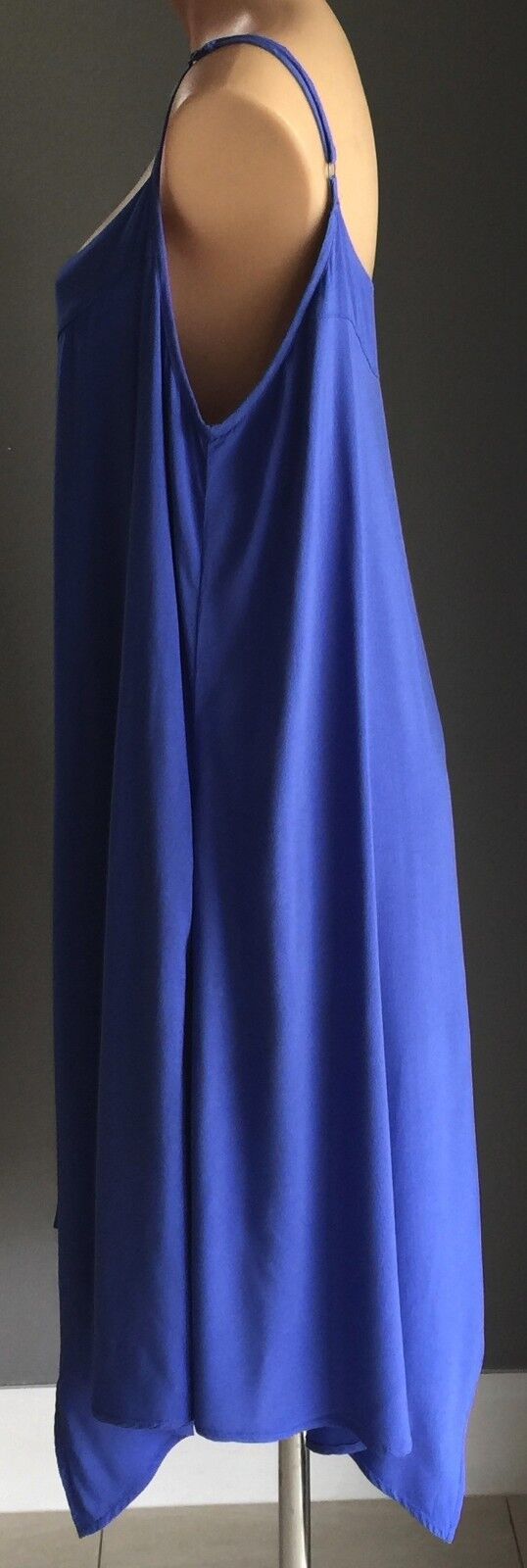 CROSSROADS Dress Cornflower Blue Sleeveless Handkerchief Size 16 Gorgeous