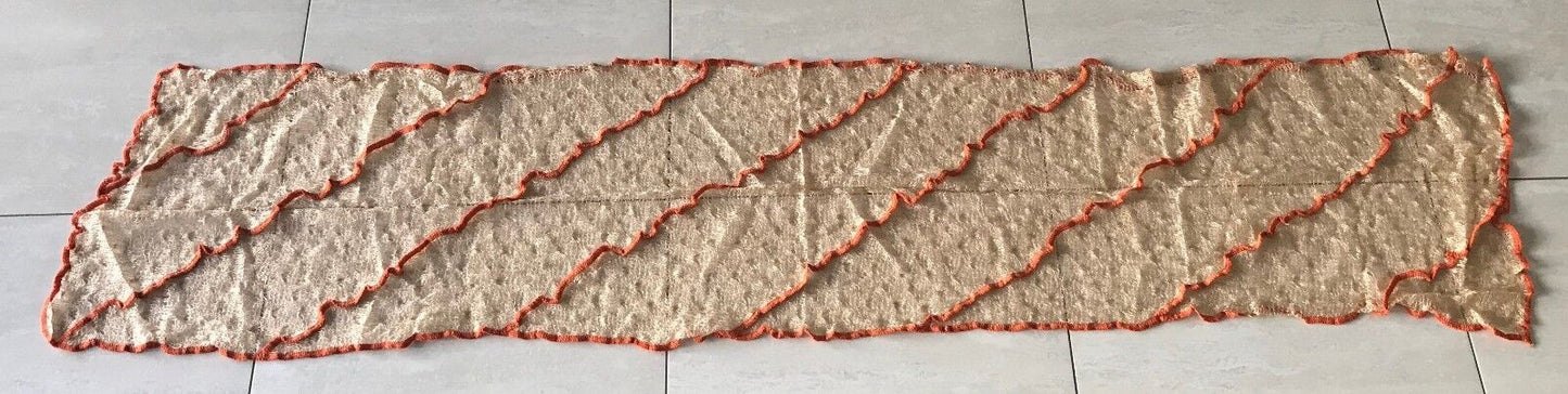 MOHAIR Blend SCARF Caramel & Orange Trim Loose Knit Rectangle Textured NEW