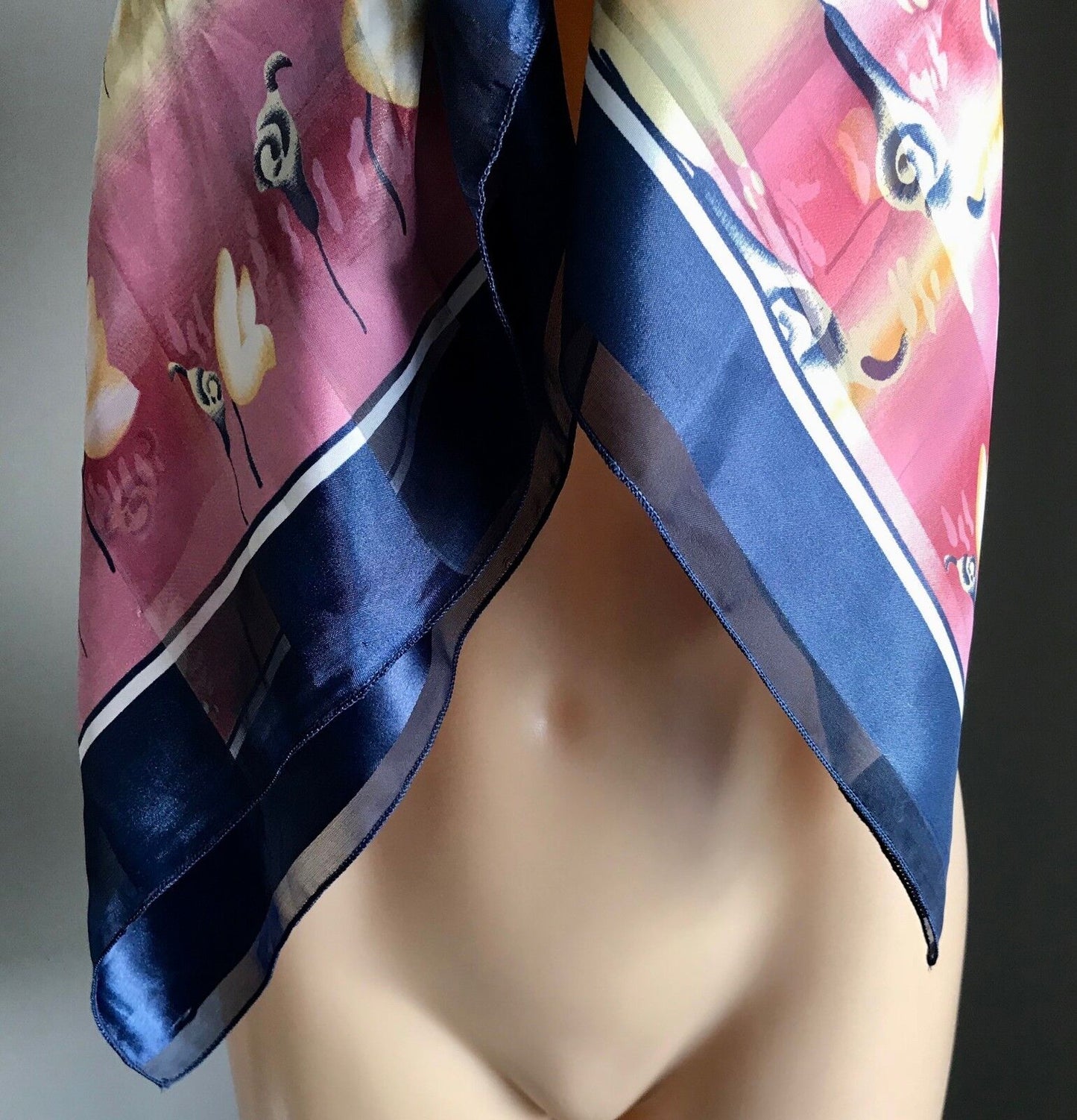 Square Neck SCARF Blue Pink Yellow Floral Multicolour Stripe Shawl Neckerchief