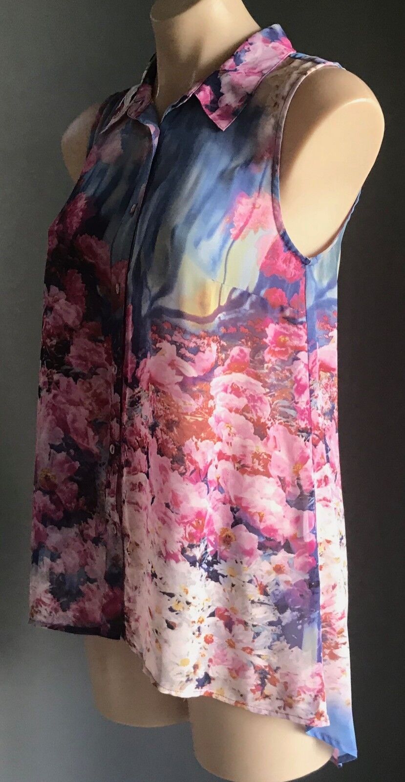 T by BETTINA LIANO Top Multi Colour Floral Print Sleeveless Blouse Size 8 10 NEW
