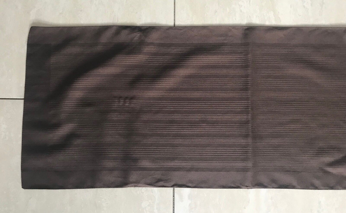 Retro 140.5cm Neck SCARF Brown Polyester Self Stripe Scarf Head Wrap 26cm W