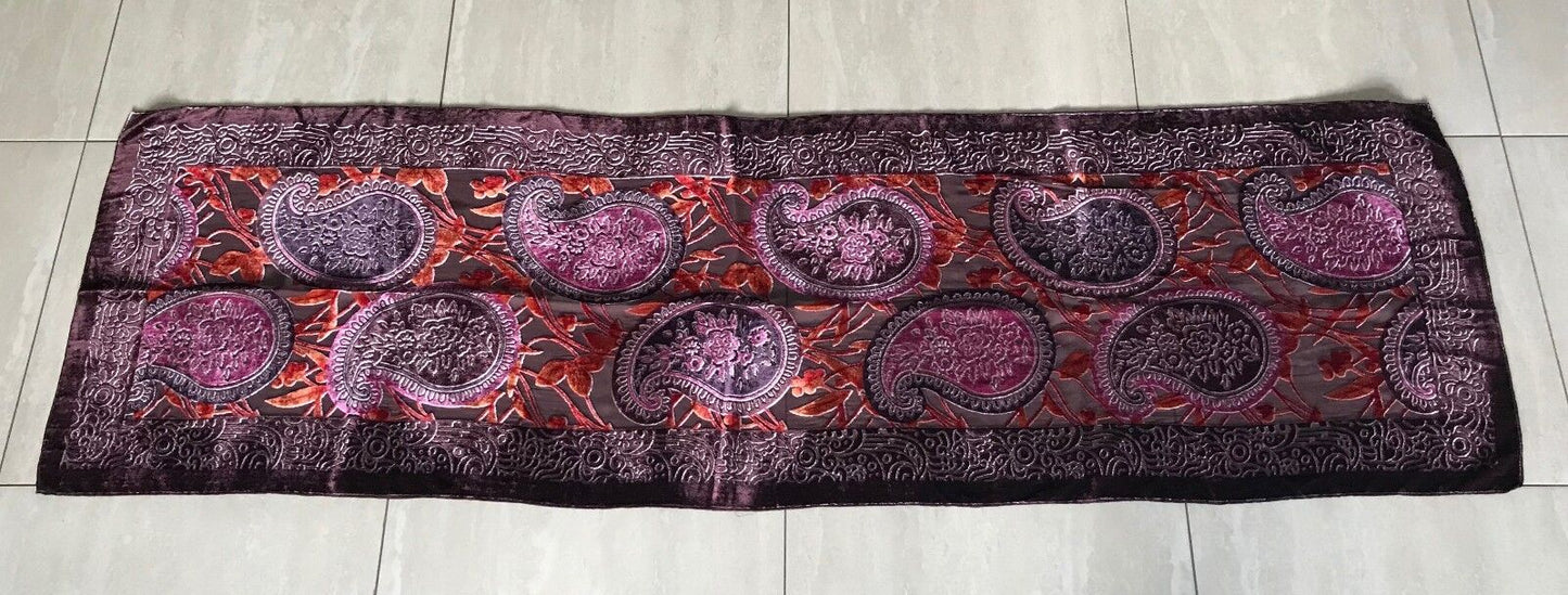 Burnout Velour Scarf Wrap Aubergine Rust & Cerise Paisley & Floral Print NEW