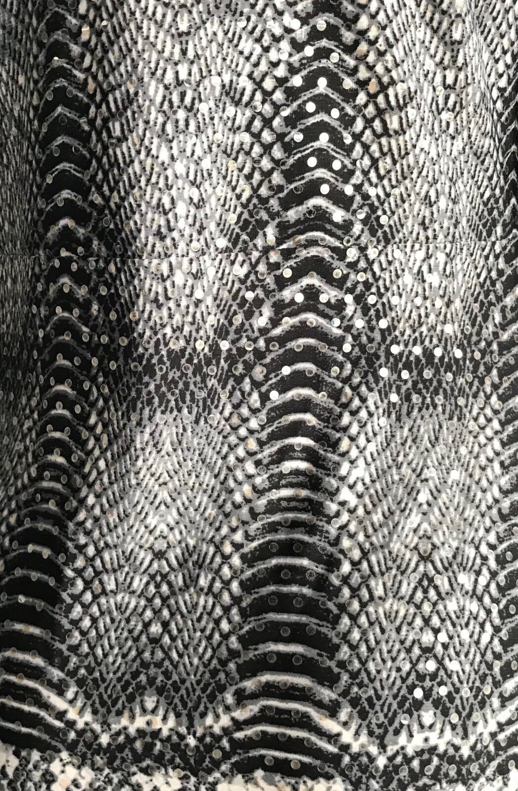 MEI MEI Dress Grey Black Taupe Python Snake Print Spandex Sequins Size 8 10 NEW