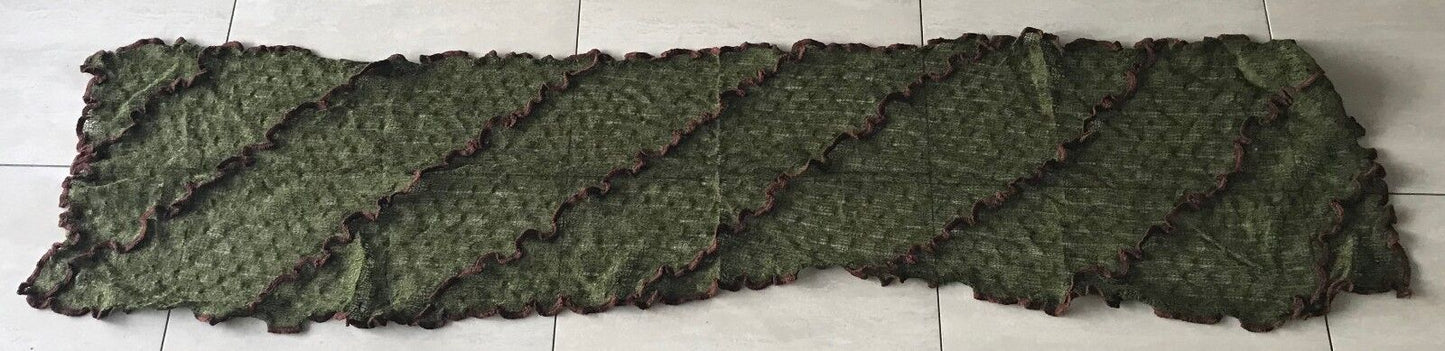 Mohair Neck Scarf Ladies Khaki & Brown Trim Loose Knit Rectangle Wrap Scarf NEW