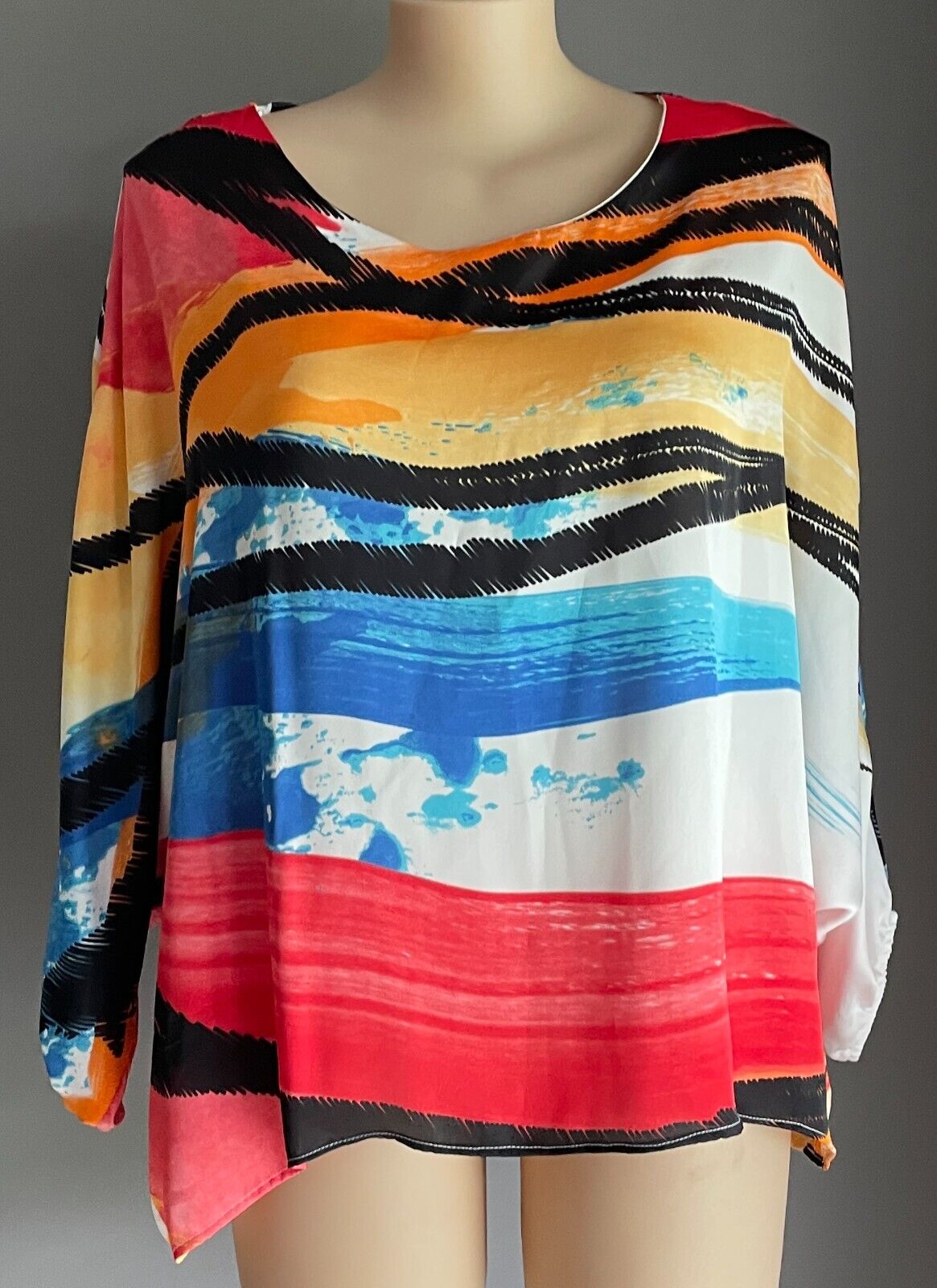 MA PETITE FIANCEE Paris Bright Silky Dolman Elastic Sleeve Cuff Blouse Sz 16 20