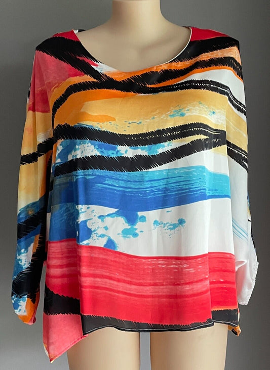 MA PETITE FIANCEE Paris Bright Silky Dolman Elastic Sleeve Cuff Blouse Sz 16 20