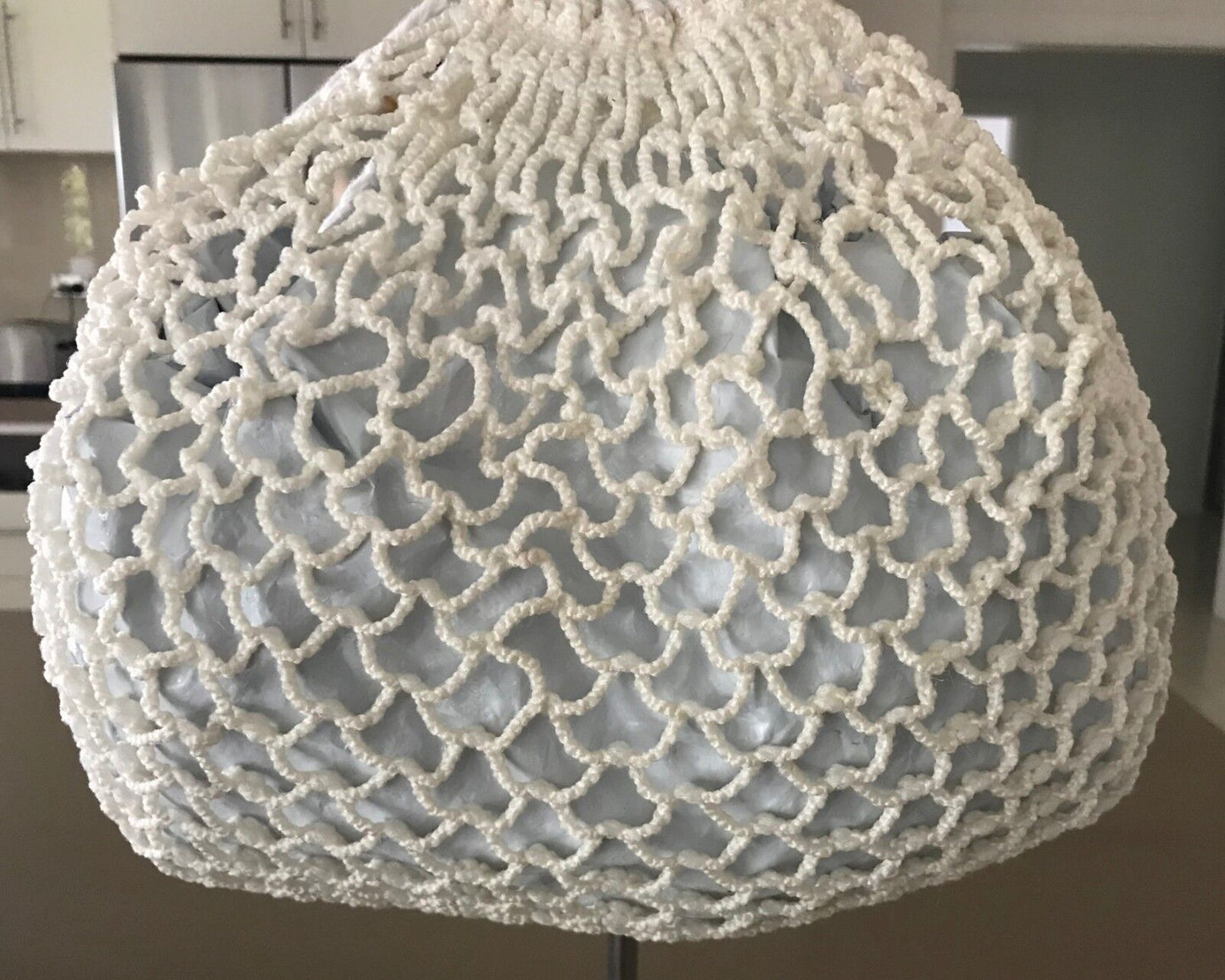 Vintage Striing SHOPPING BAG Cream White Rope Open Mesh Tote Macrame Crochet