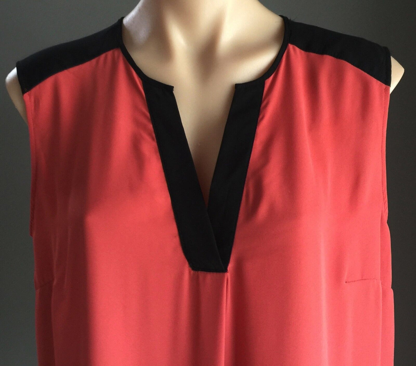 CROSSROADS Top Sleeveless Blouse Rust Red Orange & Black Trim Ladies Size 14