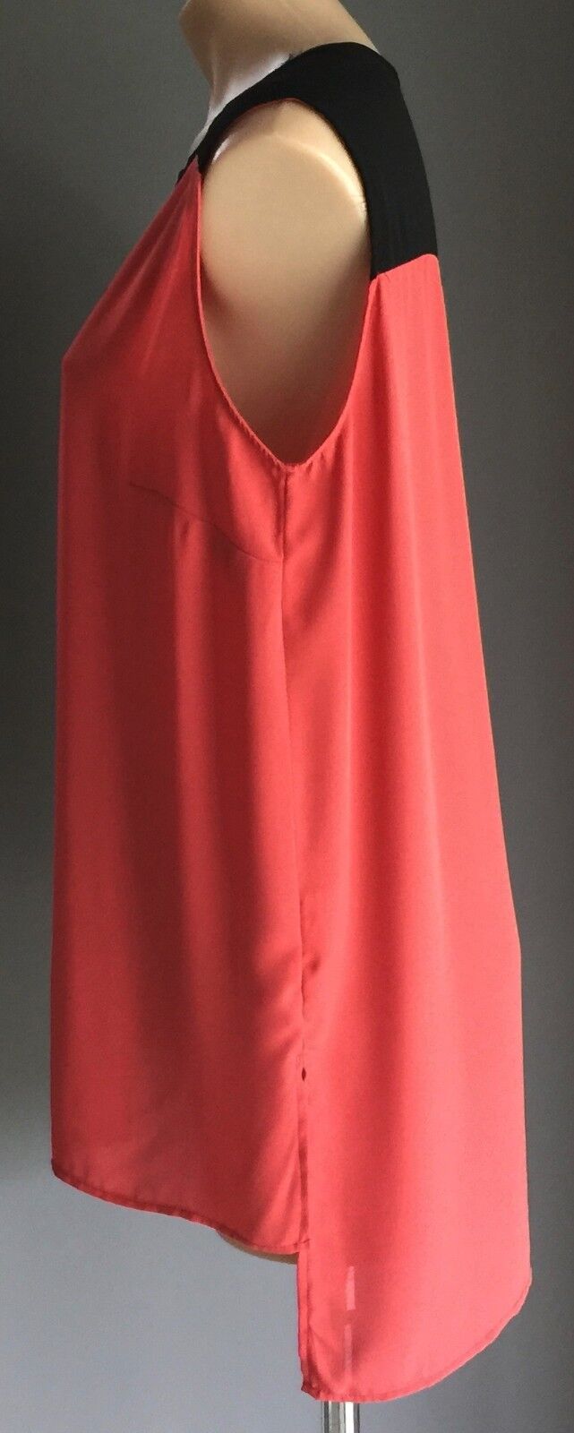 CROSSROADS Top Sleeveless Blouse Rust Red Orange & Black Trim Ladies Size 14
