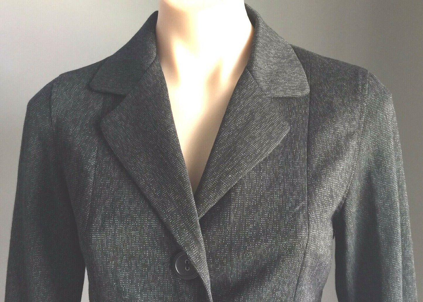 CONTEMPO Jacket Black & Grey Flecked  3/4 Trumpet Sleeve Stretch Size 10 NEW