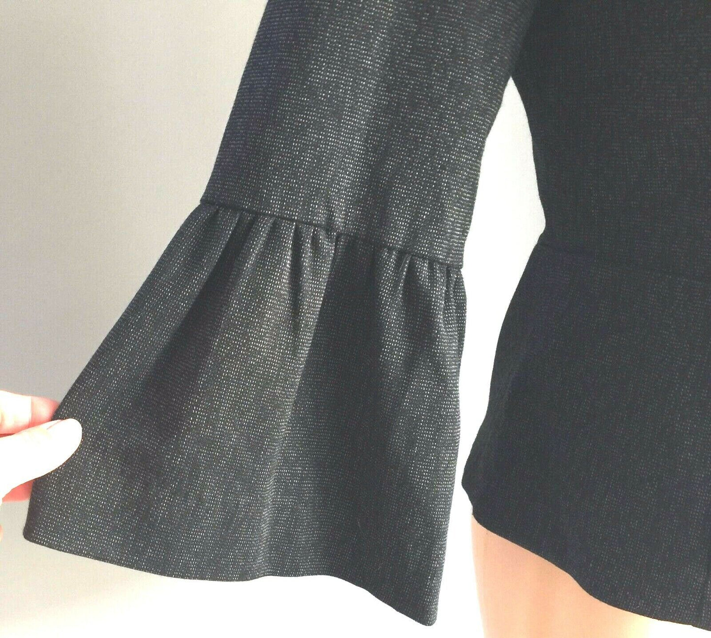 CONTEMPO Jacket Black & Grey Flecked  3/4 Trumpet Sleeve Stretch Size 10 NEW