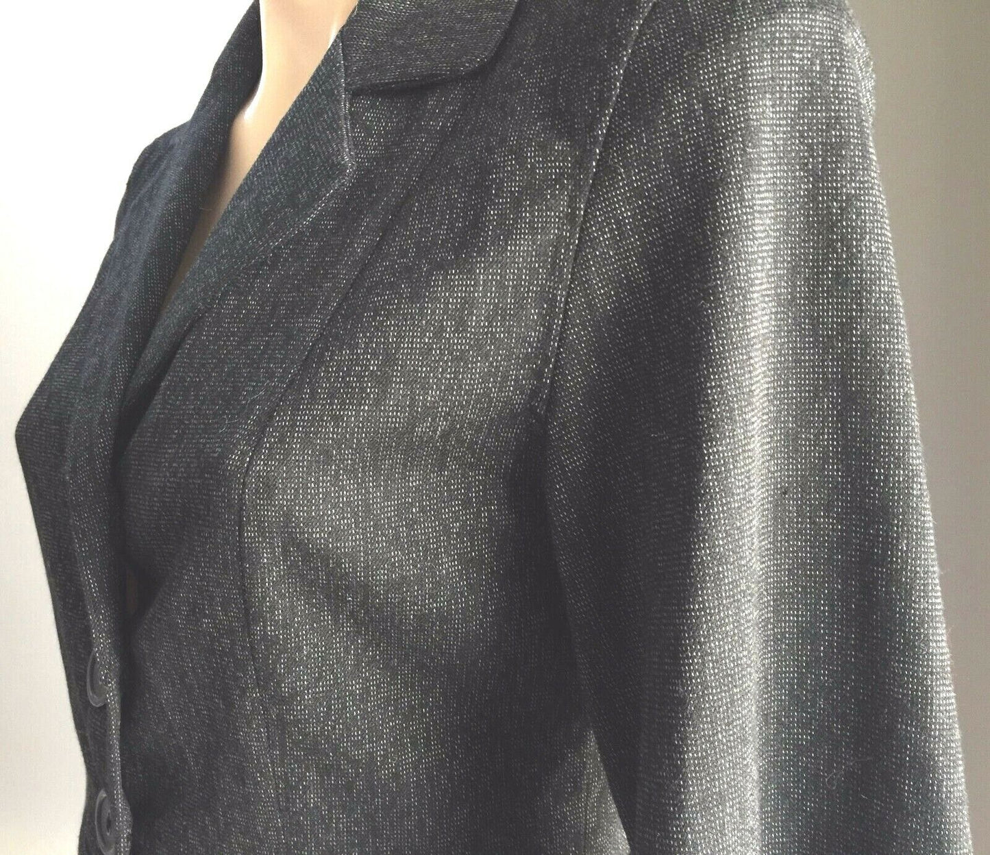 CONTEMPO Jacket Black & Grey Flecked  3/4 Trumpet Sleeve Stretch Size 10 NEW