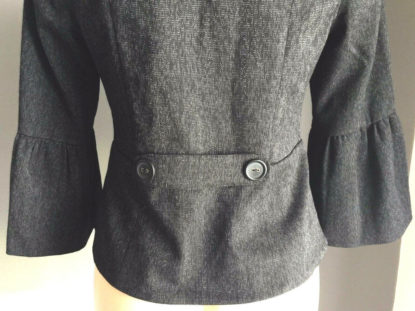 CONTEMPO Jacket Black & Grey Flecked  3/4 Trumpet Sleeve Stretch Size 10 NEW