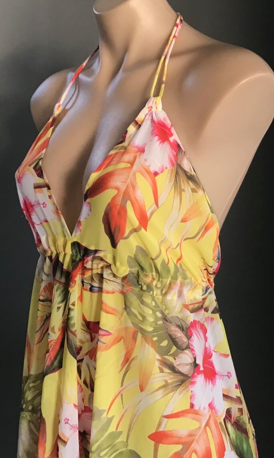 BUTTERFLY BY MATTHEW WILLIAMSON Cuban Floral Dress Sheer W Tassel UK Size 12 NEW
