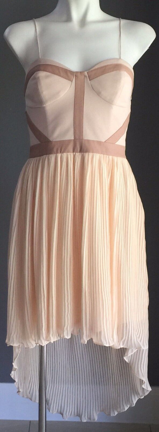KUKU "That Precious Dress" Blush Pink Sleeveless Corset Bodice Dip Hem Sz  8 NEW