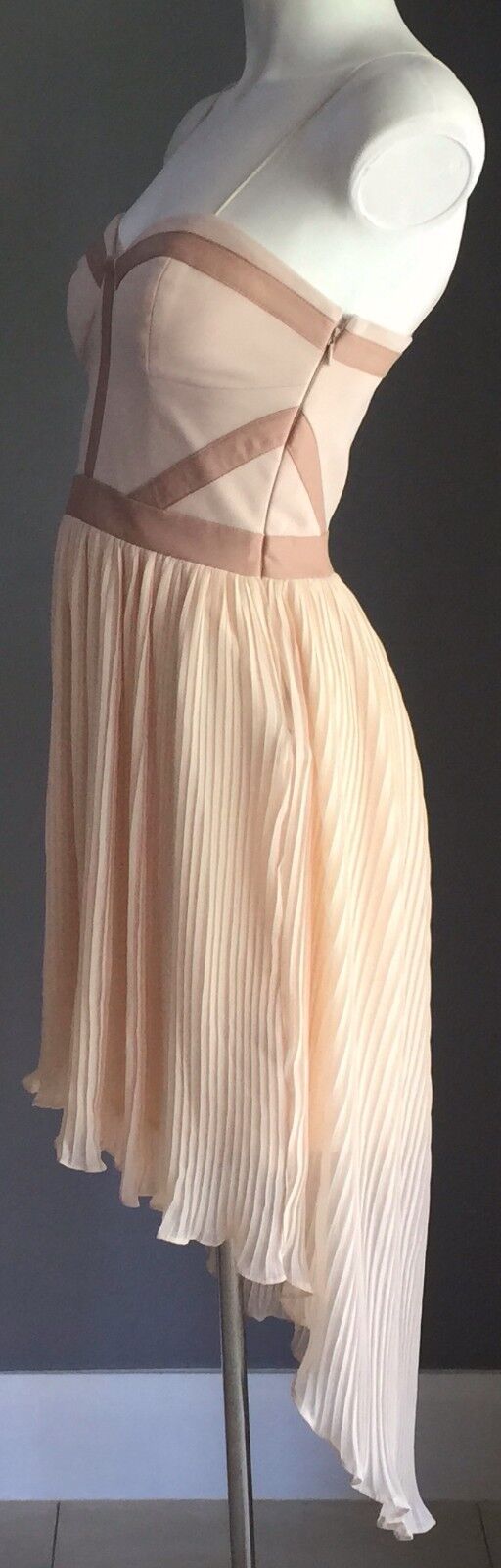 KUKU "That Precious Dress" Blush Pink Sleeveless Corset Bodice Dip Hem Sz  8 NEW