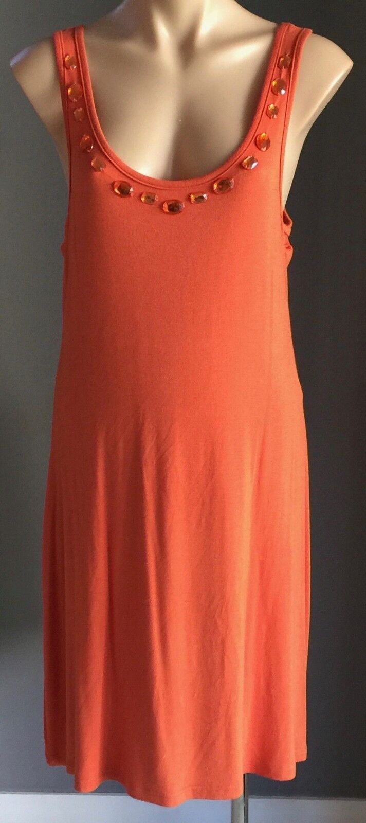 ROSE GIRL Dress Sleeveless Bead Embellished Stretch Jersey Orange Size 12 NEW
