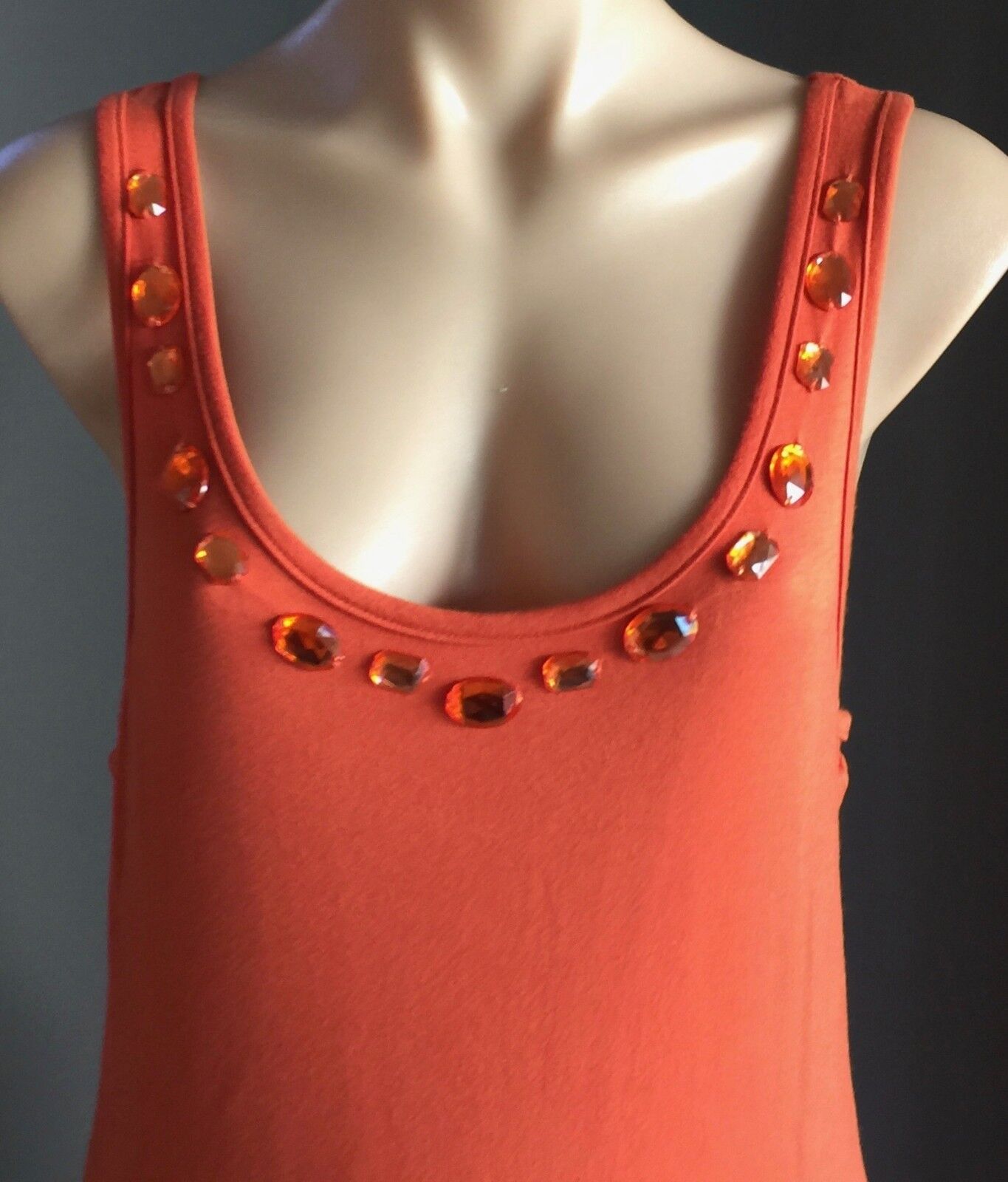 ROSE GIRL Dress Sleeveless Bead Embellished Stretch Jersey Orange Size 12 NEW