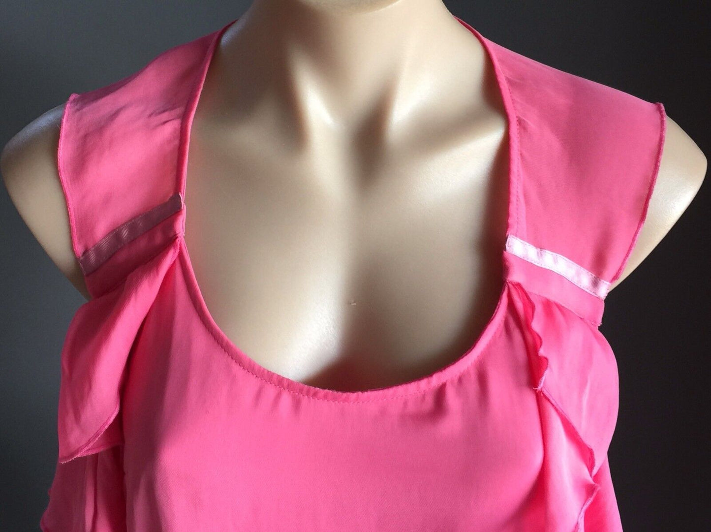 CHIPIE WOMEN Sheath Dress Pink Rose Ruffle Sleeve Tie Waist Size 38 AU 10 NEW