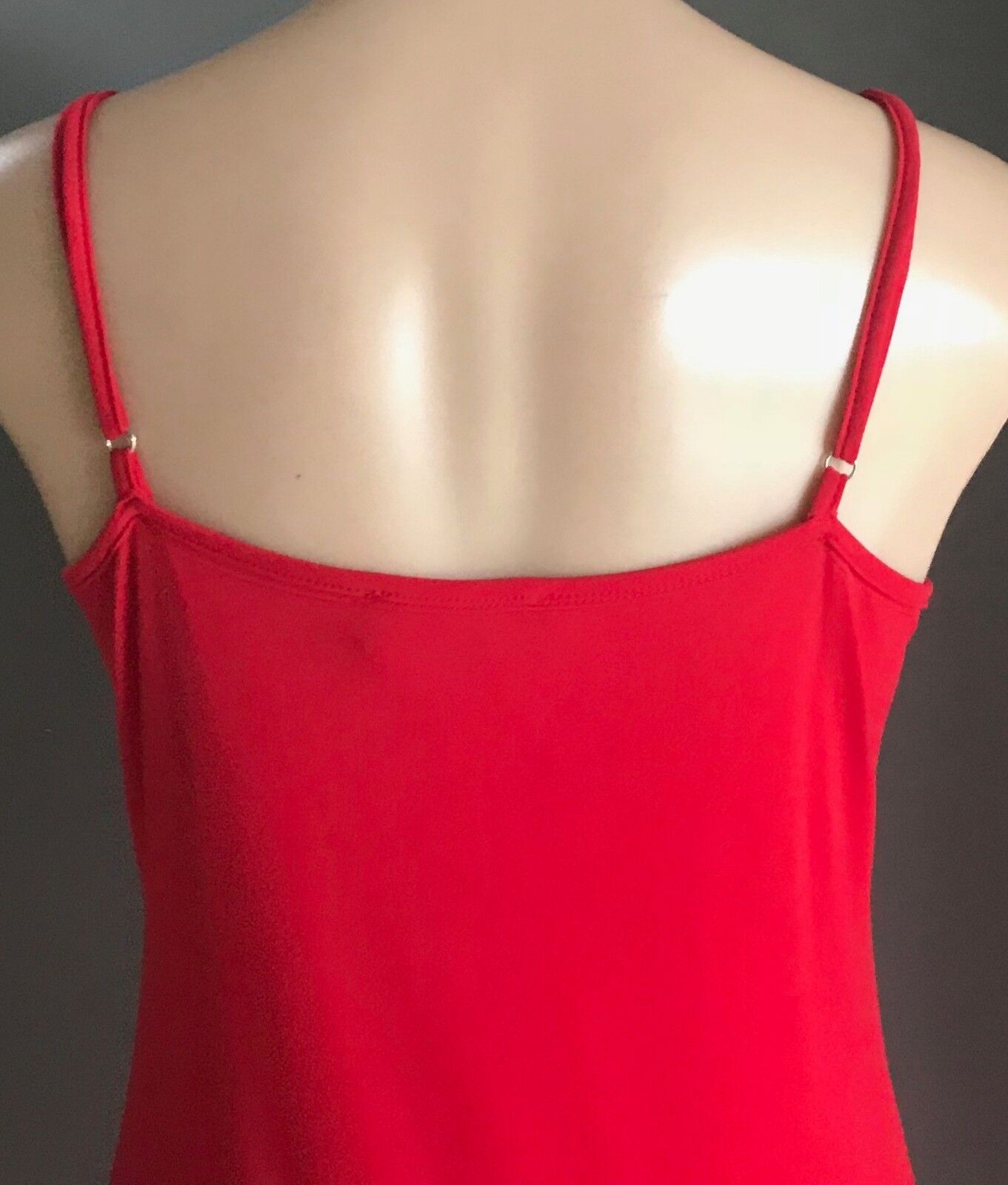 ESSENTIAL CASUALS Shoestring Dress Camisole Top Red Pleat Hem Trim Size 10 NEW