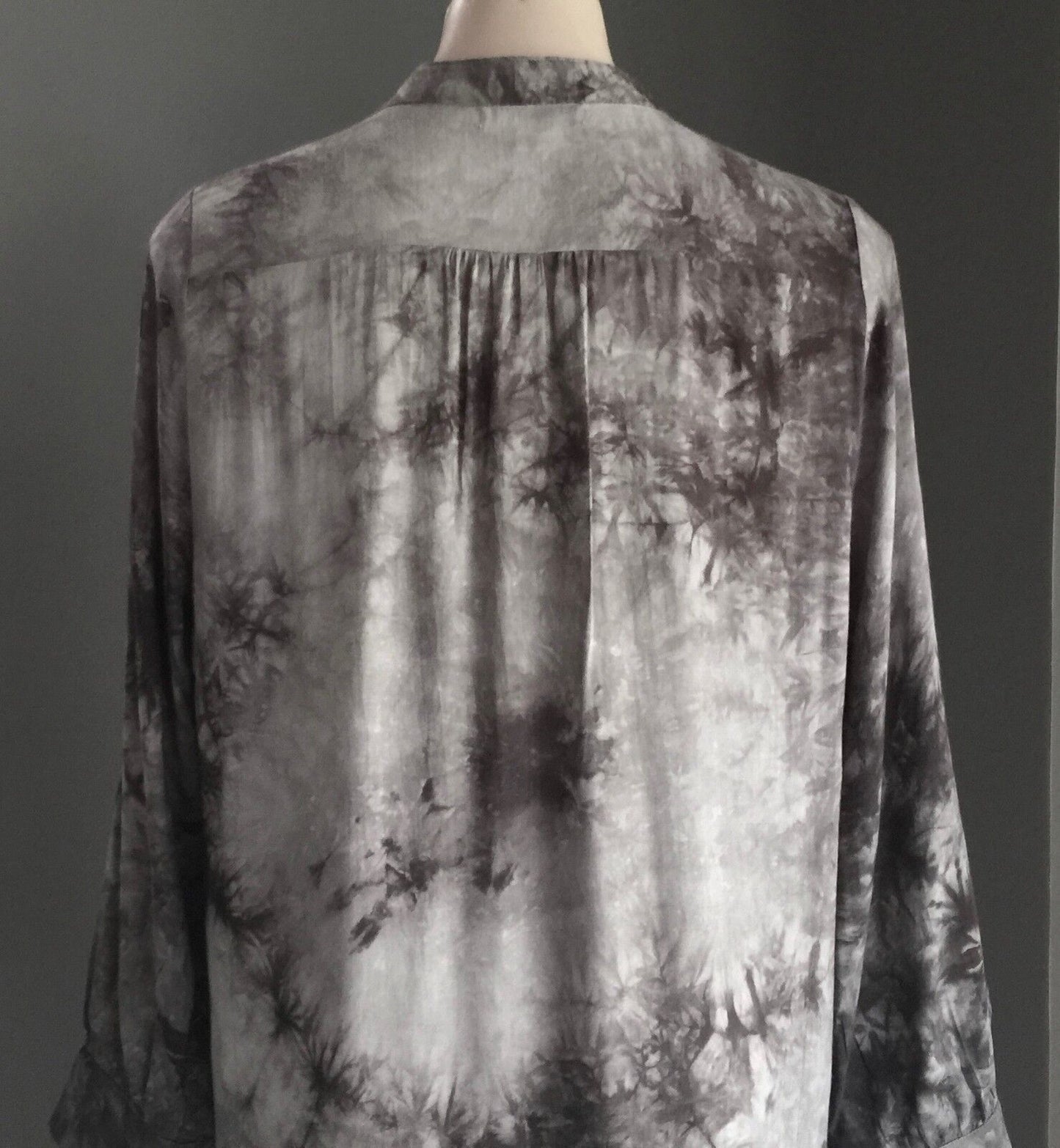 PINK DIAMOND Kaftan Dress Grey Black Tie Dye Tab Sleeves Chest Pocket M 12 NEW
