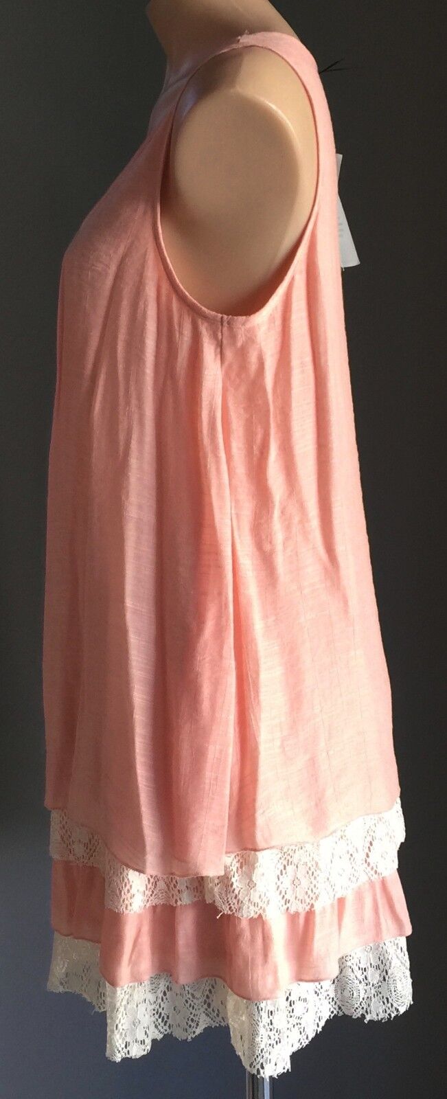 CROSSROADS Dress Peach Sleeveless Lace Layer Lace Trim Top Lined Size 12 NEW