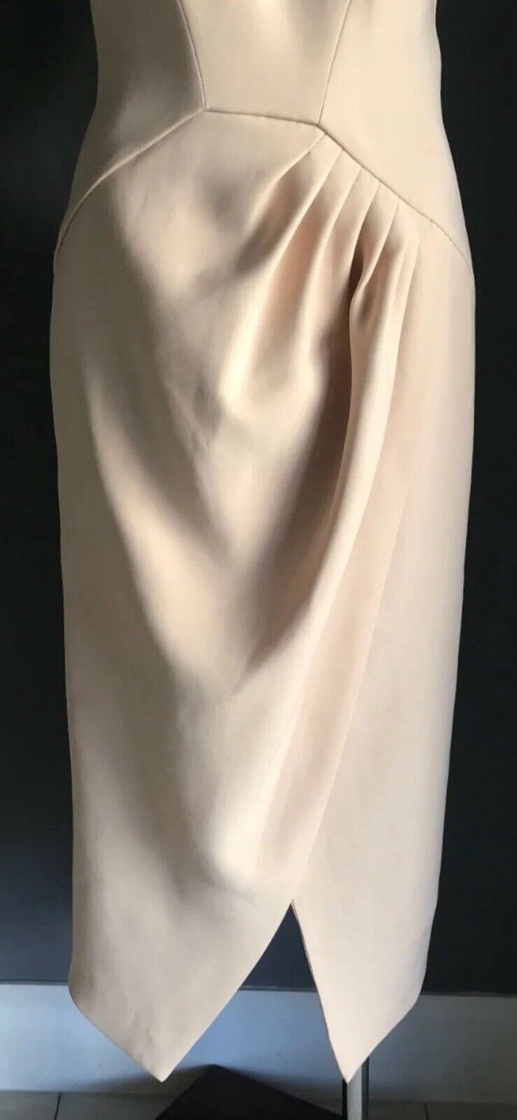 C/MEO COLLECTIVE "Kiss Land" Midi Dress Beige High Neck Races Cocktail Size M 10