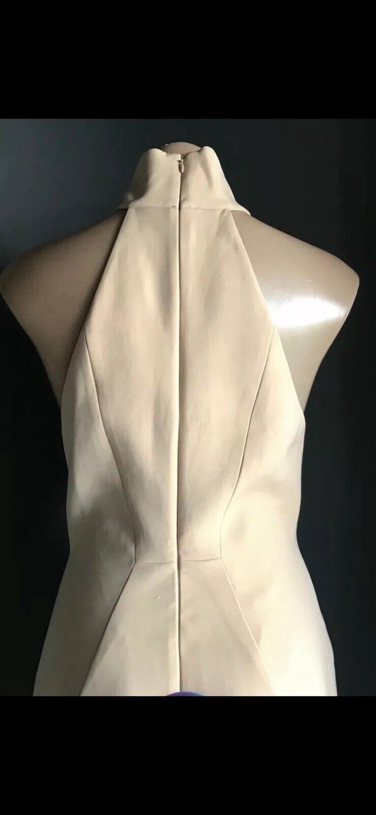 C/MEO COLLECTIVE "Kiss Land" Midi Dress Beige High Neck Races Cocktail Size M 10